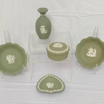 Heart Shaped Sage Jasperware Ashtray - Cherub Vase 4.75" Tall and more.
