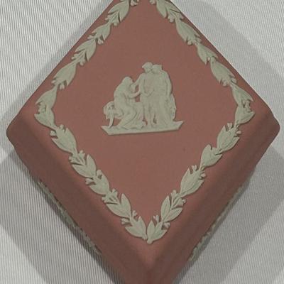 Rare Wedgwood Pink Jasperware “Muses” Diamond Shaped Trinket Dish