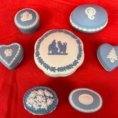 Blue And White Wedgwood Jasperware Trinket Boxes