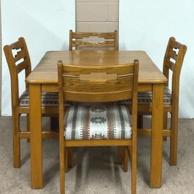 Oak Dining Table W/ Southwestern Chairs 