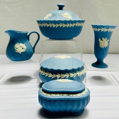 Classic Blue Wedgwood Jasperware Fluted Trinket boxes & More