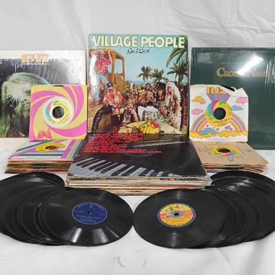 Mixed 12" And 45s Vinyl Record Collection W/ Village People "Go West"