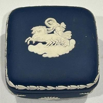Wedgwood Jasperware Portland Blue Square Trinket Box