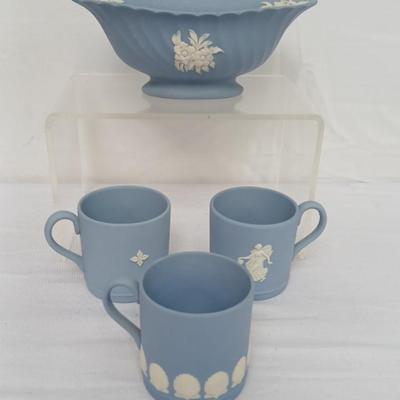 3- Blue Wedgwood   Demitass Cups & Soap Dish