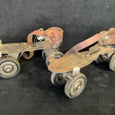Vintage chicago metal roller skates steel adjustable