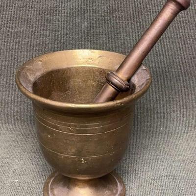 Heavy solid brass apothecary mortar and pestle