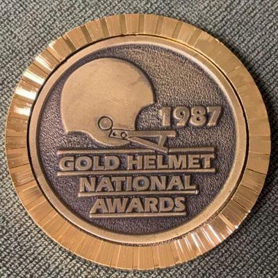 1987 vintage gold helmet national awards medallion