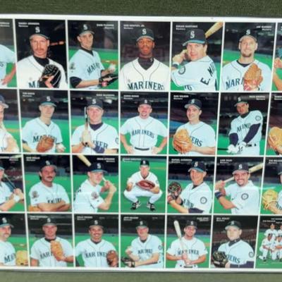 1995 mariners mother's cookies uncut baseball promo card sheet