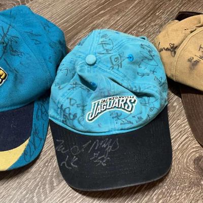 3 Signed Jacksonville Jaguar Ball Caps