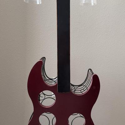 Wood And Metal Guitar Wine Rack