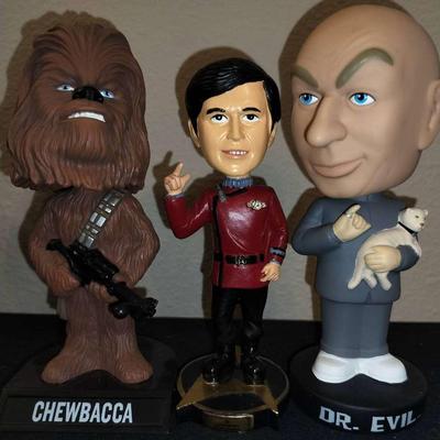 Star Wars Chewbacca, Star Trek Pavel Chekov, And Dr. Evil Collectible Figure Bobble Heads