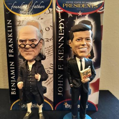 Royal Bobbles Ben Franklin & John F. Kennedy Collectible Figures With Original Boxes