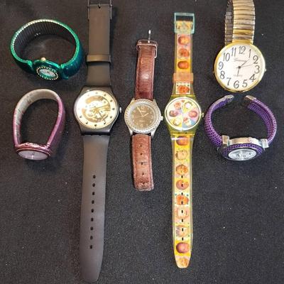 Collection Of Working Quartz Watches By Timex, Swatch, Geneva, And More