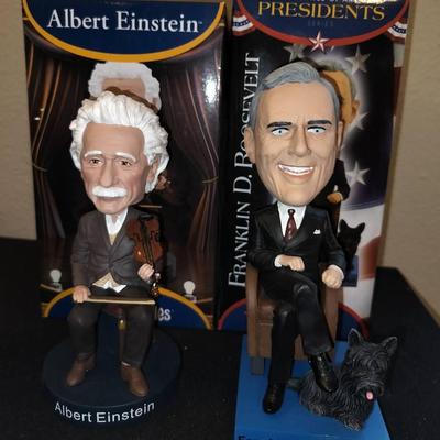 Royal Bobbles Albert Einstein & Franklin D. Roosevelt Collectible Figures With Original Boxes