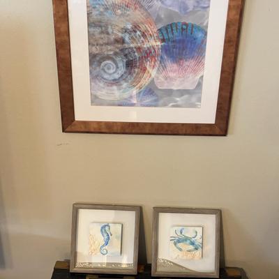 Set Of 4 Framed Beach And Ocean-Themed Art Pieces
