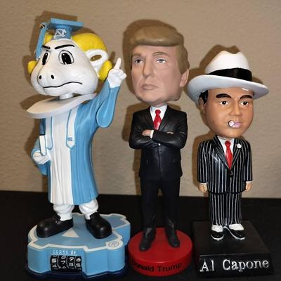 Royal Bobbles Donald Trump Collectible Figure + Al Capone & University Of North Carolina Bobble Head