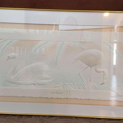 Signed “Daybreak” Hand Casted Framed Art By Wess