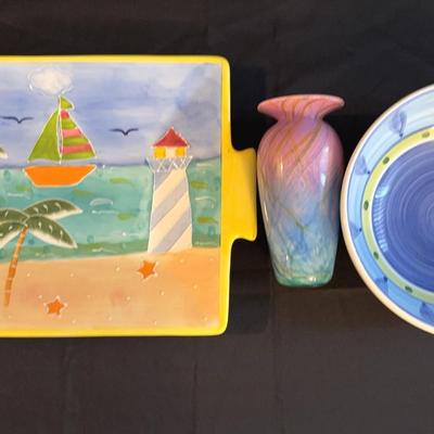 Ceramic Plate, Bowl And Vase