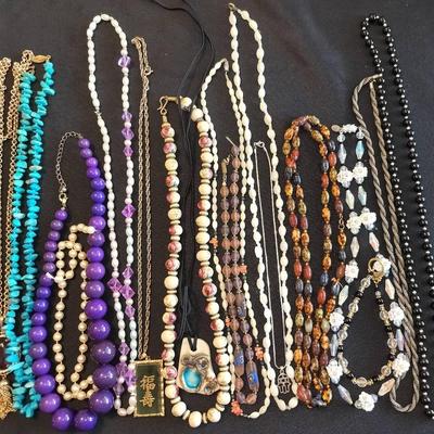 Group Of Vintage Costume Jewelry Necklaces