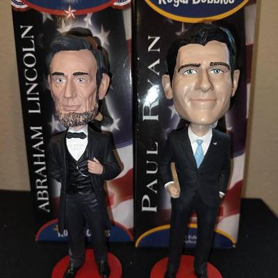 Royal Bobbles Abraham Lincoln & Paul Ryan Collectible Figures With Original Boxes
