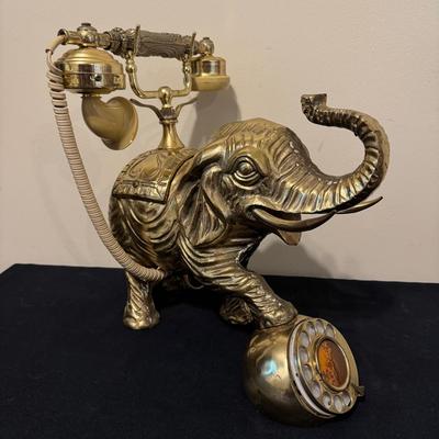 Vintage Brass Elephant Rotary Telephone