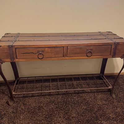 Wood and Metal Console Table