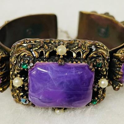 Unique Vintage Purple Cabochon Bracelet