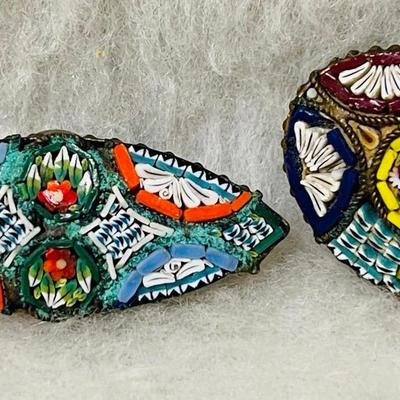 Vintage Italian Micro Mosaic Brooches