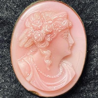 Vintage Pink Cameo Brooch