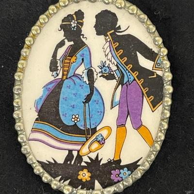 “Keystone Canonsburg Pottery Co.” Colonial Pattern Brooch