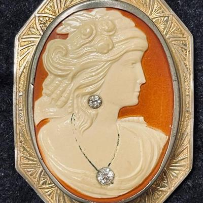 Victorian Style Celluloid Cameo Brooch