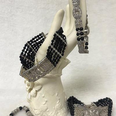 Vintage Black and Silver-Tone Bracelets