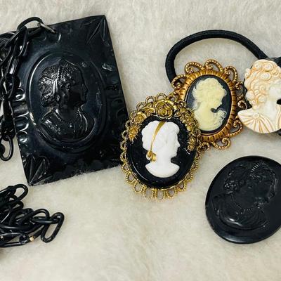 Assortment of Black Cameos and More