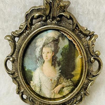 Vintage Mini Silk Art Pendant