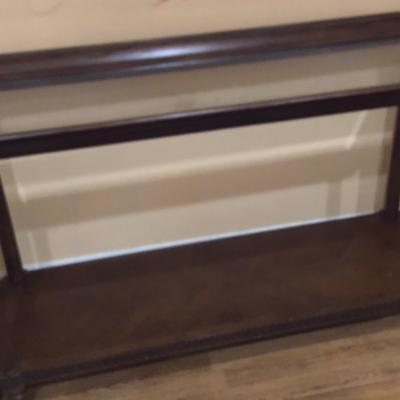 Wood Console Table with Glass Top