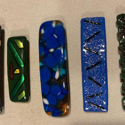 Five Fused Glass Art Barrettes