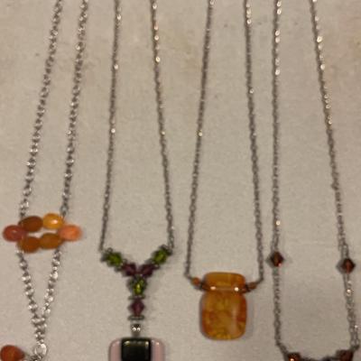 Fused Glass Art Chain Necklaces
