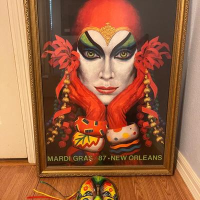 New Orleans Mardi Gars Print with Mask
