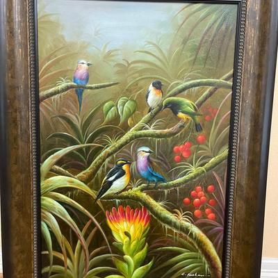 Tropical Bird Oil Painting On Canvas