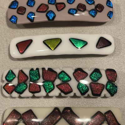 Fused Glass Art Four Barrettes