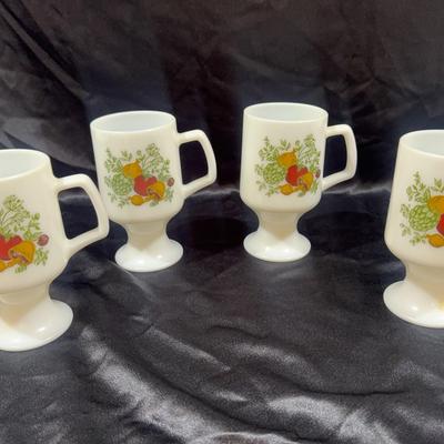 Vintage 1970 Corningware “Spice Of Life” Footed Milk Glass