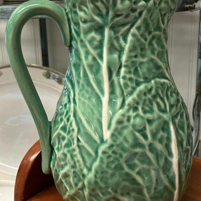 VTG Jay Willfred Tall Cabbage Leaf Pitcher Portugal Pottery AAA1718 $40.00 
