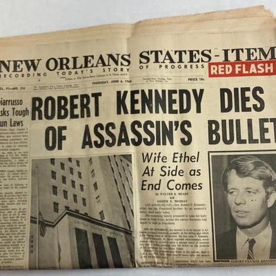 June 6, 1968 New Orleans States-Item Red Flash Edition Newspaper AAA2549 124.99