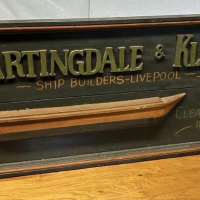 LG5273 Bartingdale & Kline Ship Builders Carved Wood Tavern Pub Bar Sign $100.00