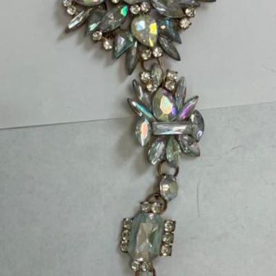 Vintage Clear & Iridescent Rhinestone in Gold Tone Setting Necklace AAA2463