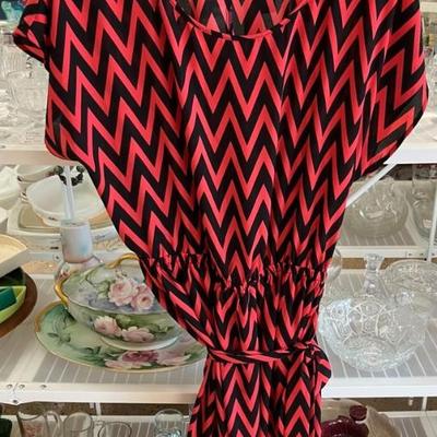 Love Squared Red & Black Chevron Patterned Dress With Sash Size 1X AAA2604 $24.99  AAA Vintage Shop 9017 Airline HWY New Orleans LA...