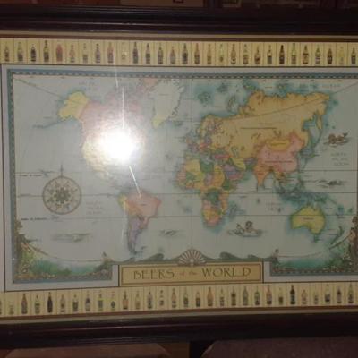 LG0005 Beer's around the World Framed Tavern Pub Bar Sign $125.00 