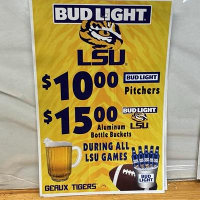Lg5282 bud light lsu cardstock ad tavern pub bar sign 20.00