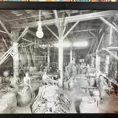 LG5293 Coopers in the Barrel Factory Framed wGlass Photo Tavern Pub Bar Sign $200.00 