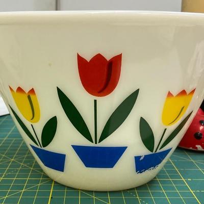 Vintage Fire King Oven Ware Tulip Milk Glass Mixing Bowls 4 Piece Set AAA2335 $300.00 